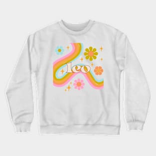 Leo 70s rainbow with flowers Crewneck Sweatshirt